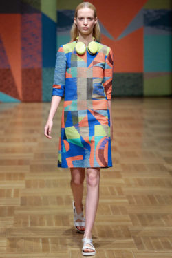 Colorful dress at fashion show